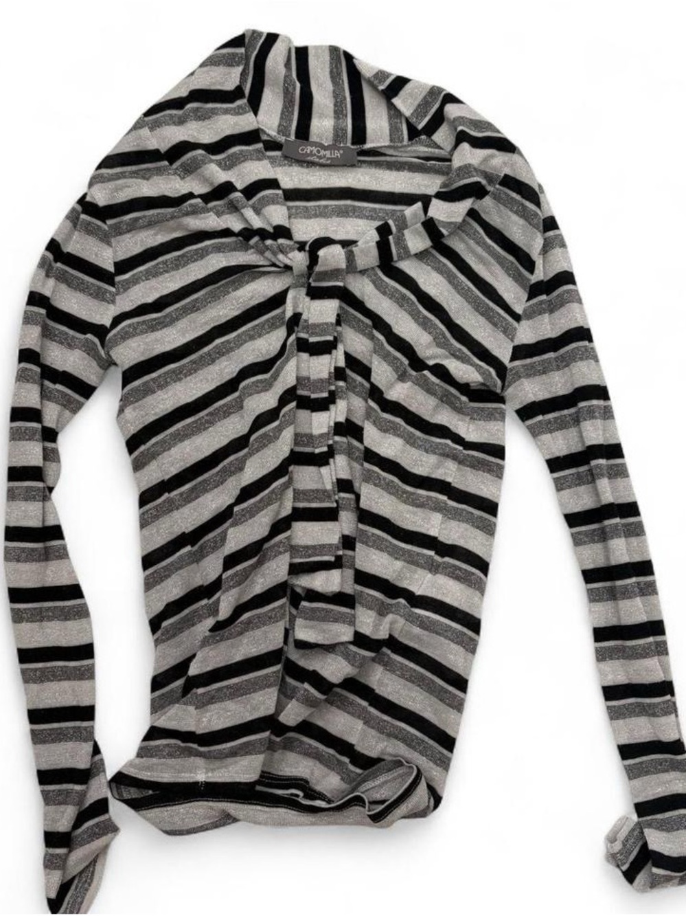 Black & Gray Striped Long-Sleeve Top